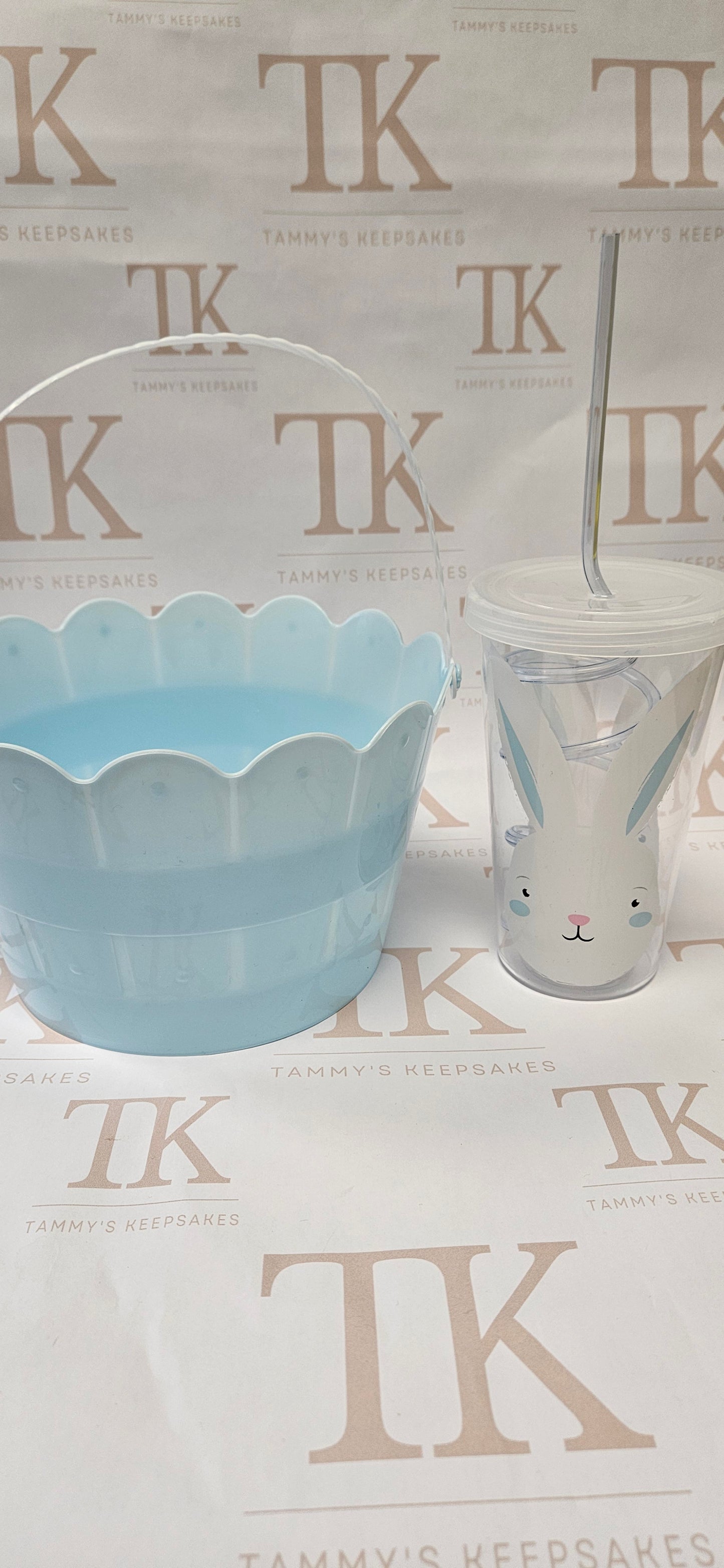 Blue Easter bucket and cup set