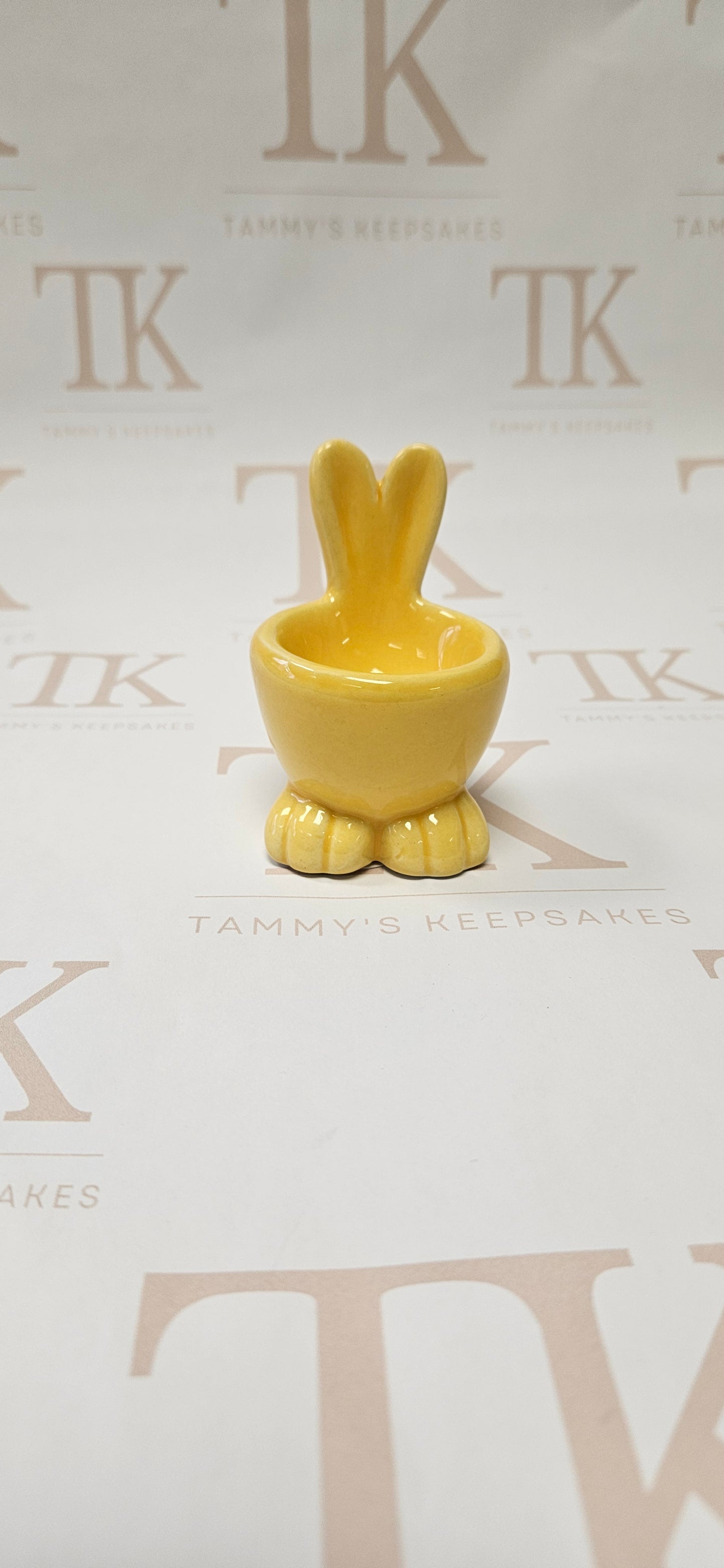 Yellow ceramic egg cup