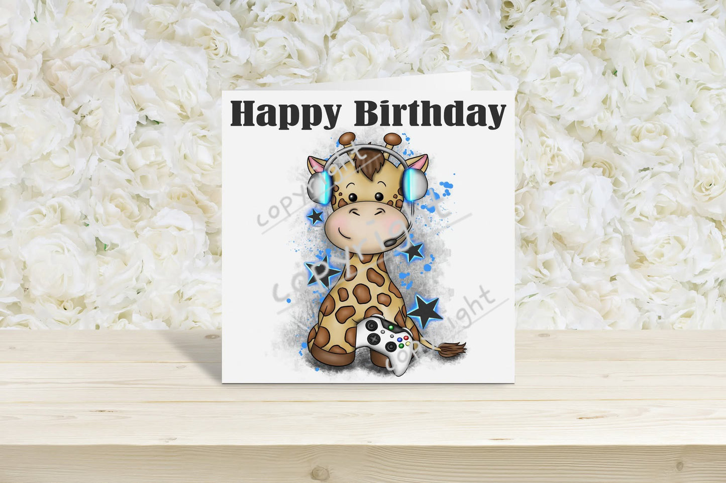 Gaming Giraffe Birthday card