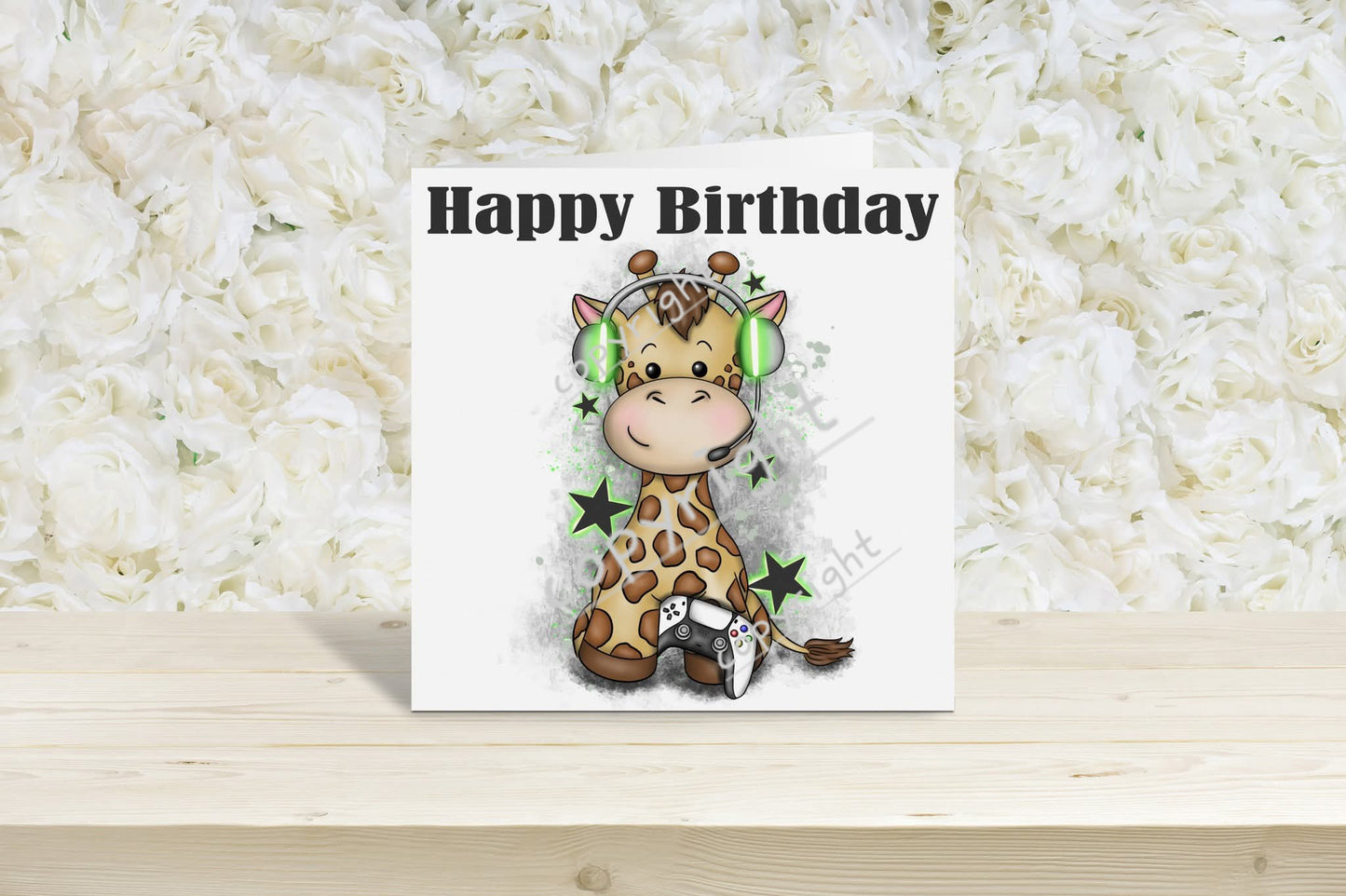 Gaming Giraffe Birthday card