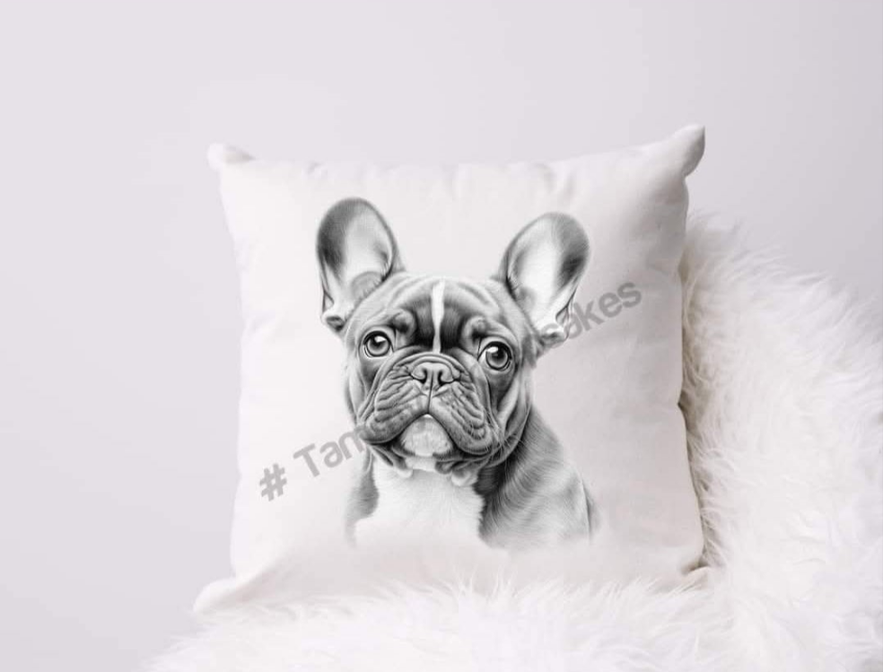 Sketchy Frenchie cushion