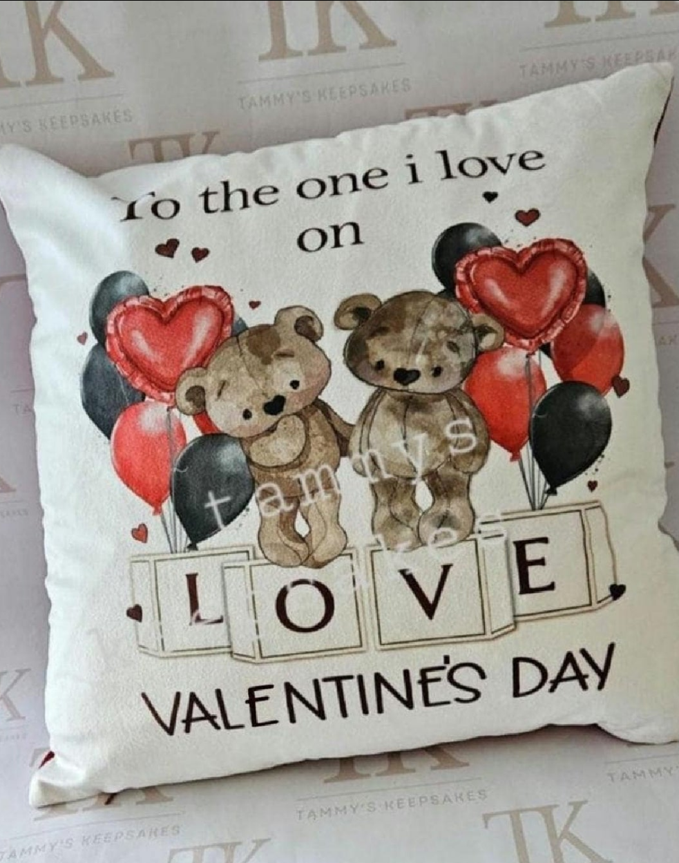Valentines day bear cushion