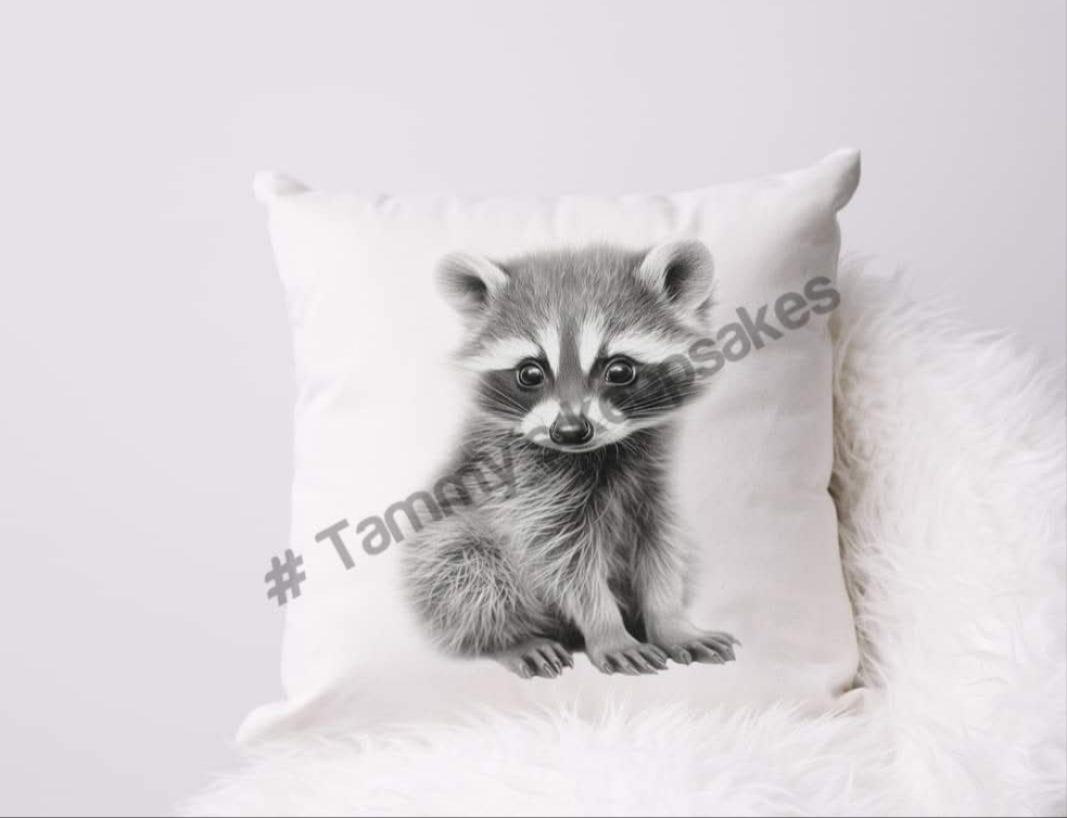 Sketchy raccoon cushion