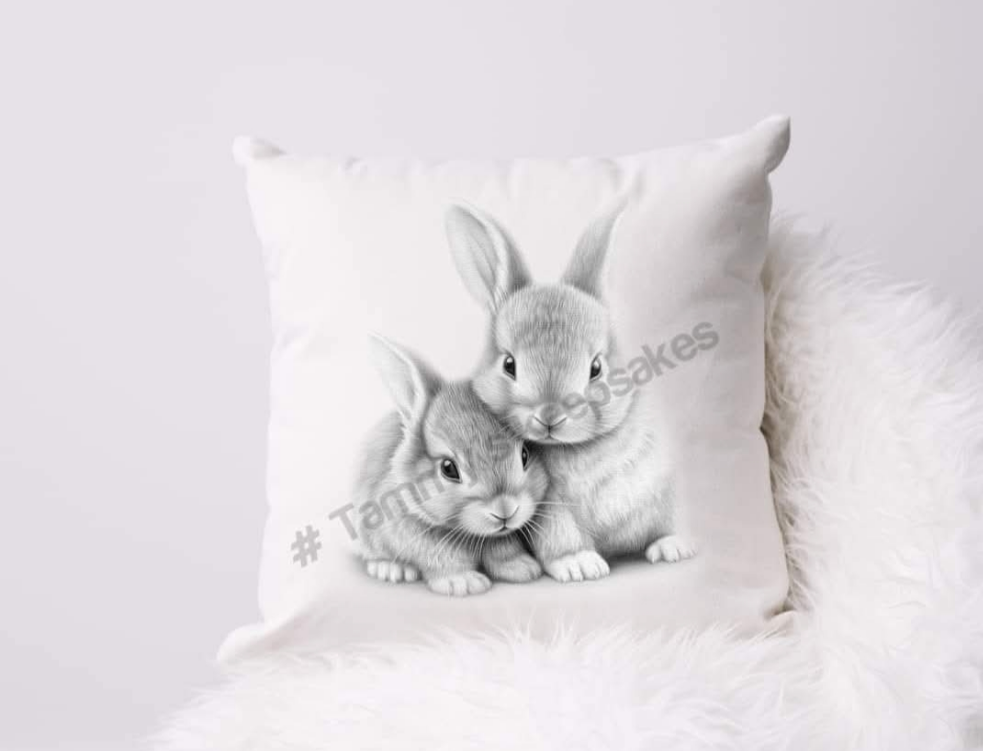 Sketchy bunny cushion