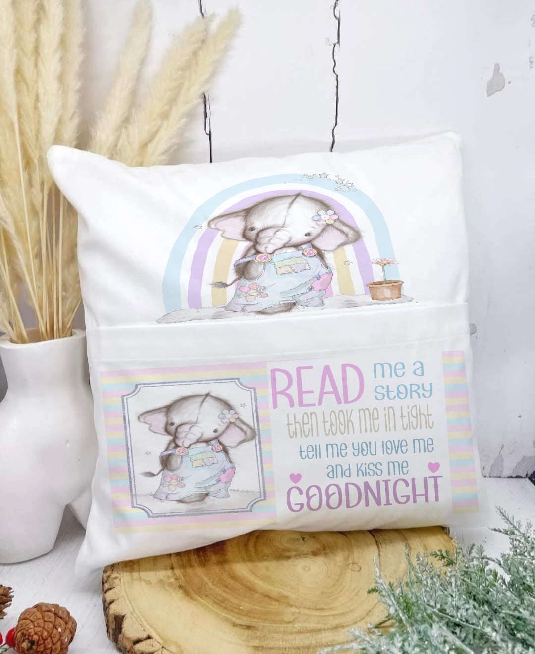 Elephant reading cushions