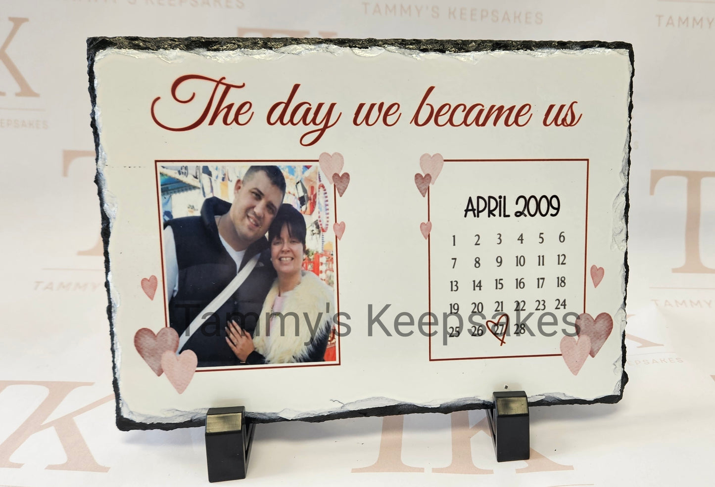 The date we became us couple photo slate