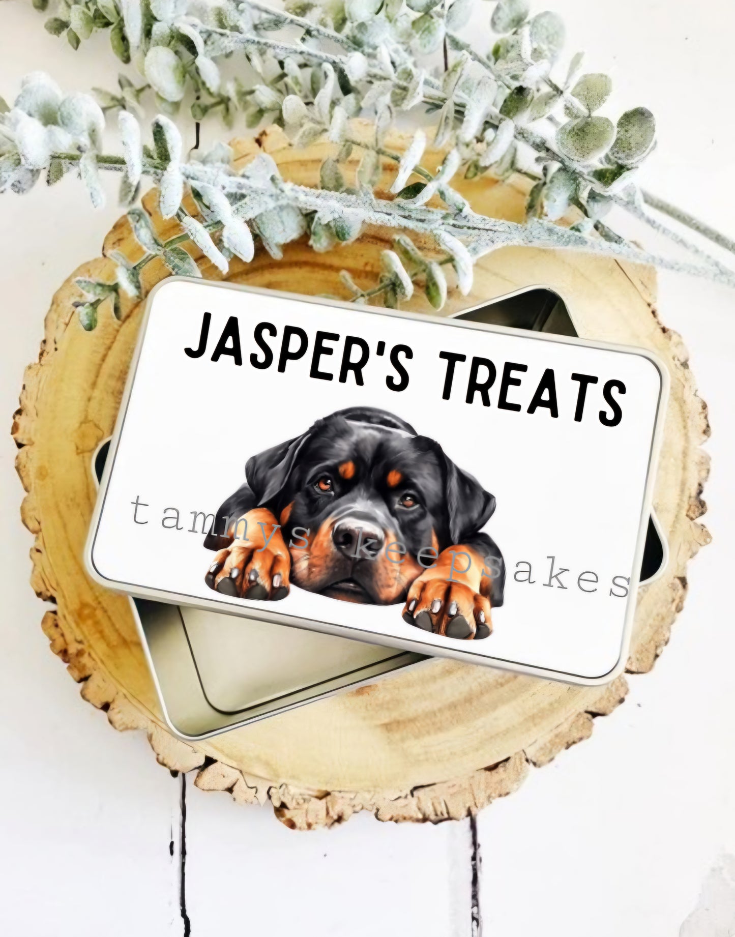 Dog treat tin