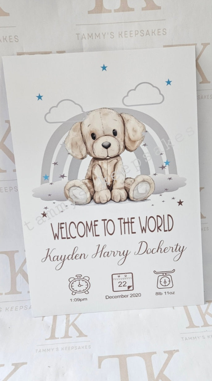 Personalised dog birth stat print