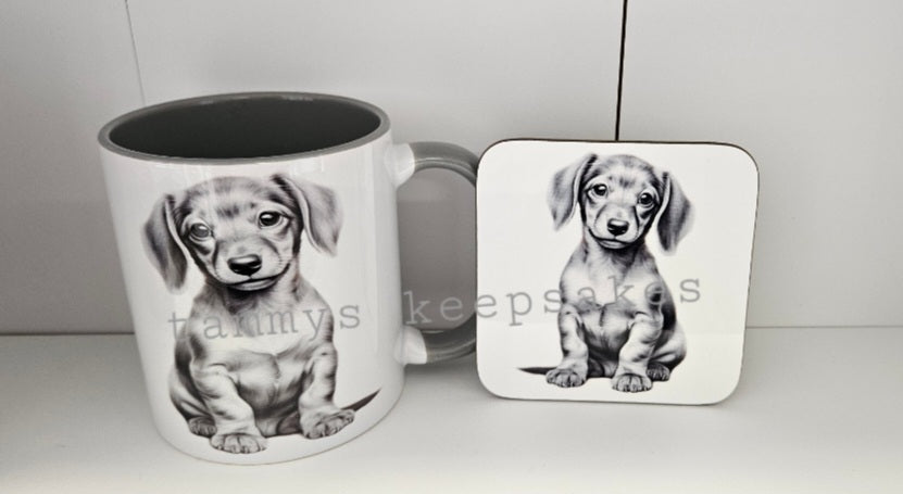 Dachsund mug & coaster
