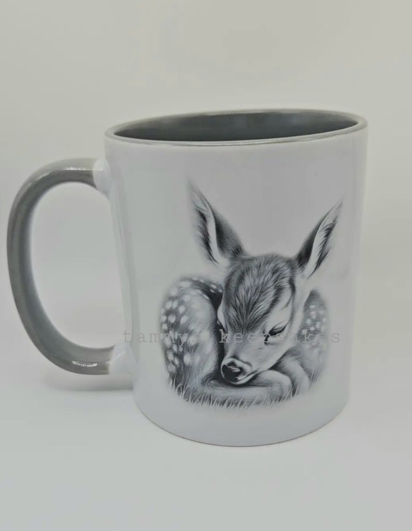 Sketchy sleeping deer mug