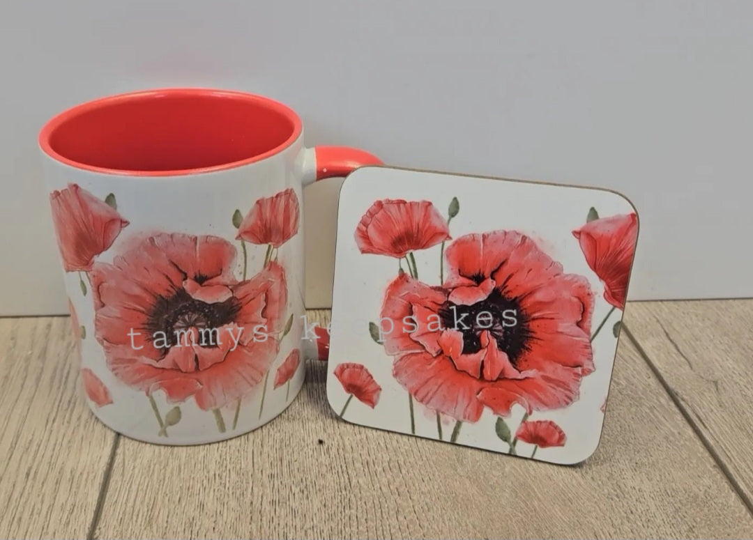Poppy mug & coaster set