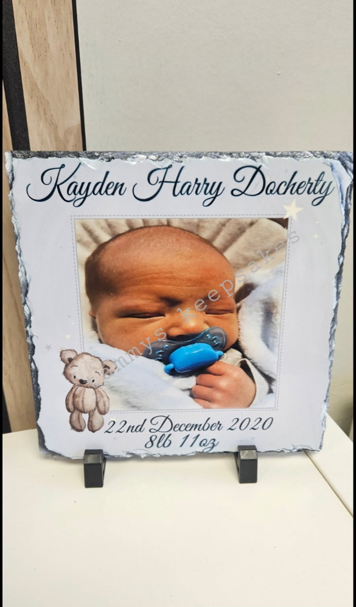 New baby photo slate