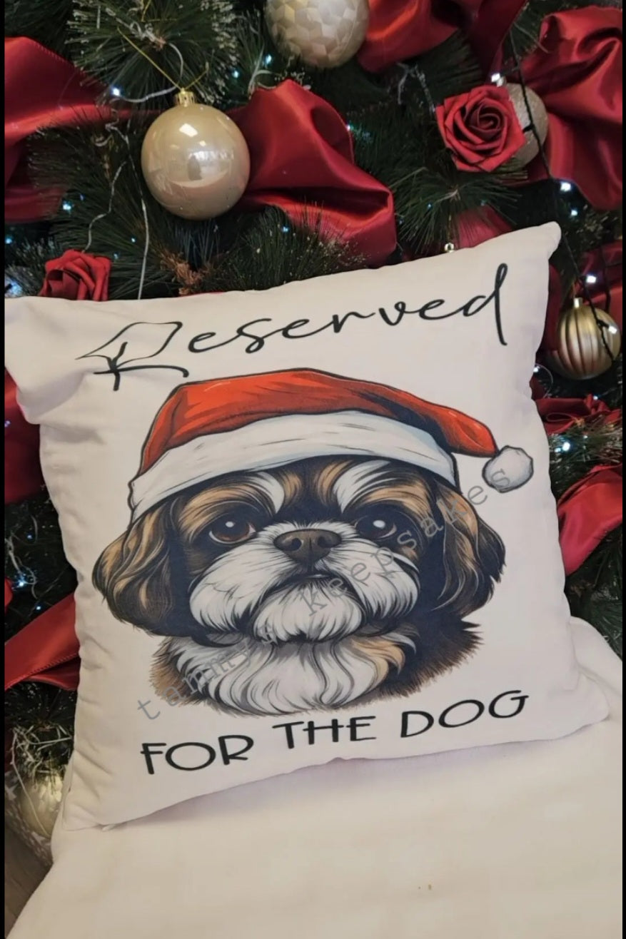 Christmas shih tzu cushion