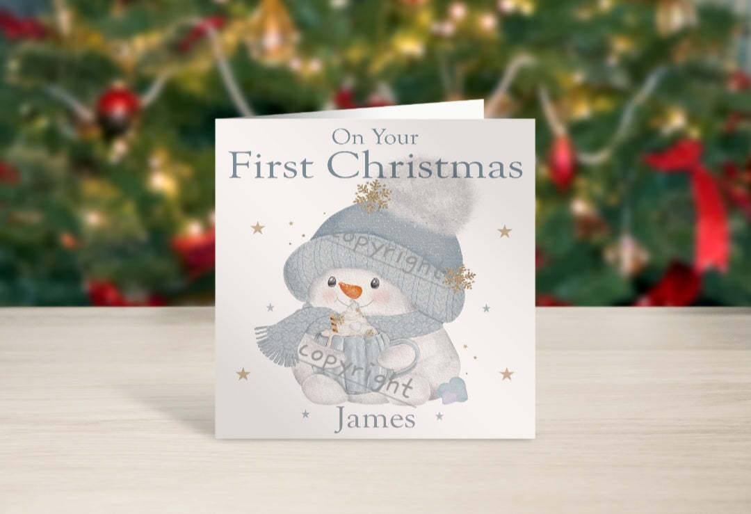 Snowman Baby's first Christmas card