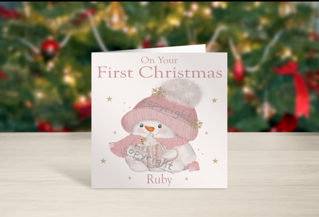 Snowman Baby's first Christmas card