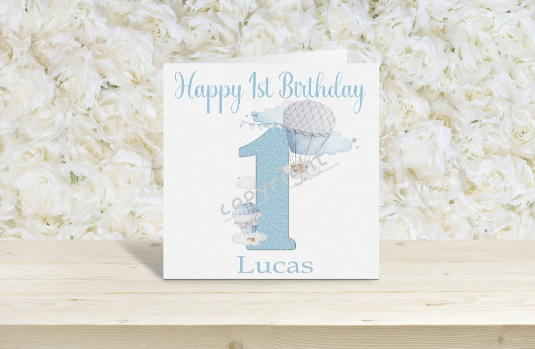 Hot air balloon Number Birthday cards