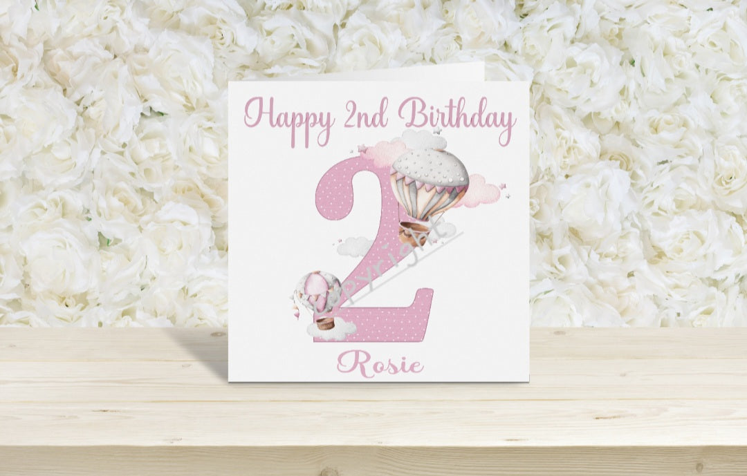 Hot air balloon Number Birthday cards