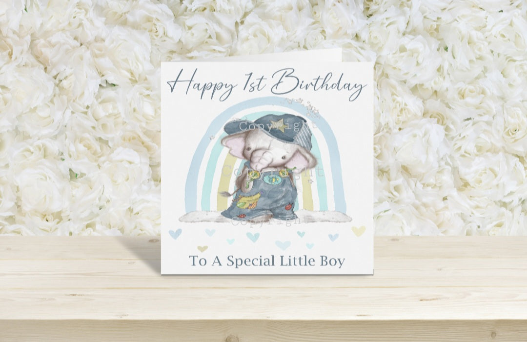 patchwork nelephant 1st birthday card
