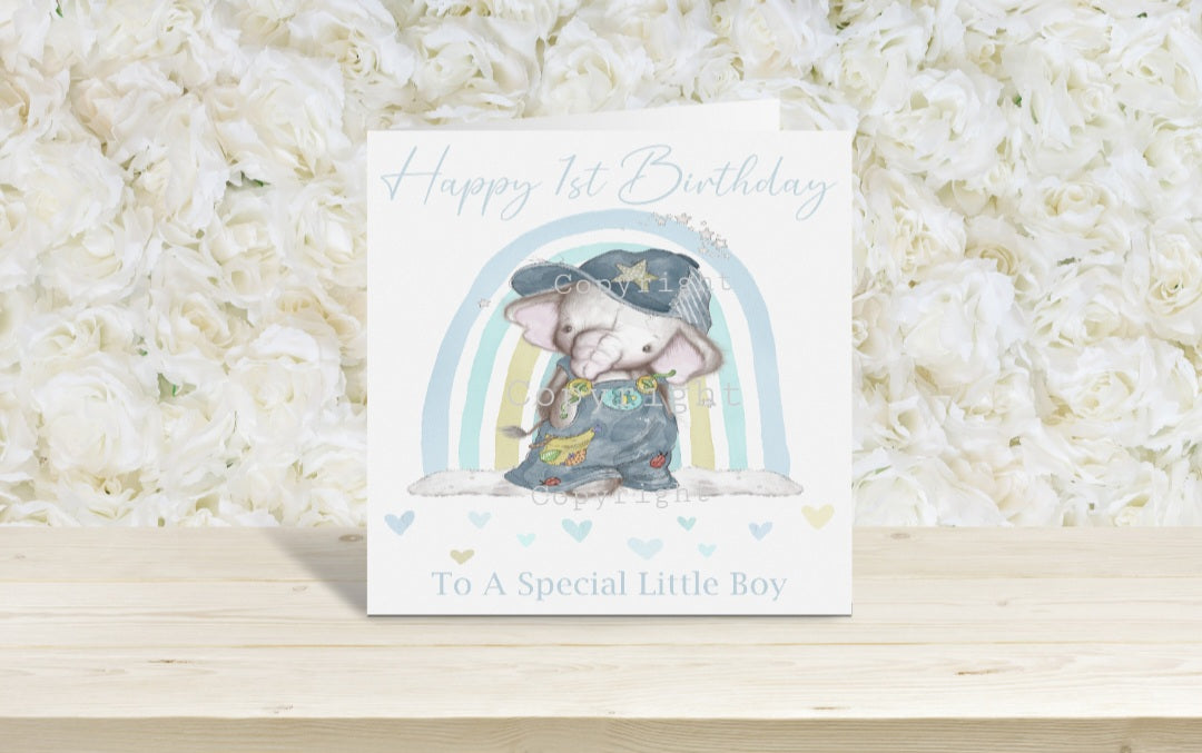 patchwork nelephant 1st birthday card