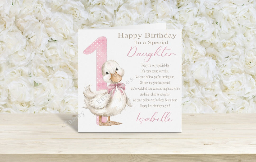 Cute Goose First Birthday card