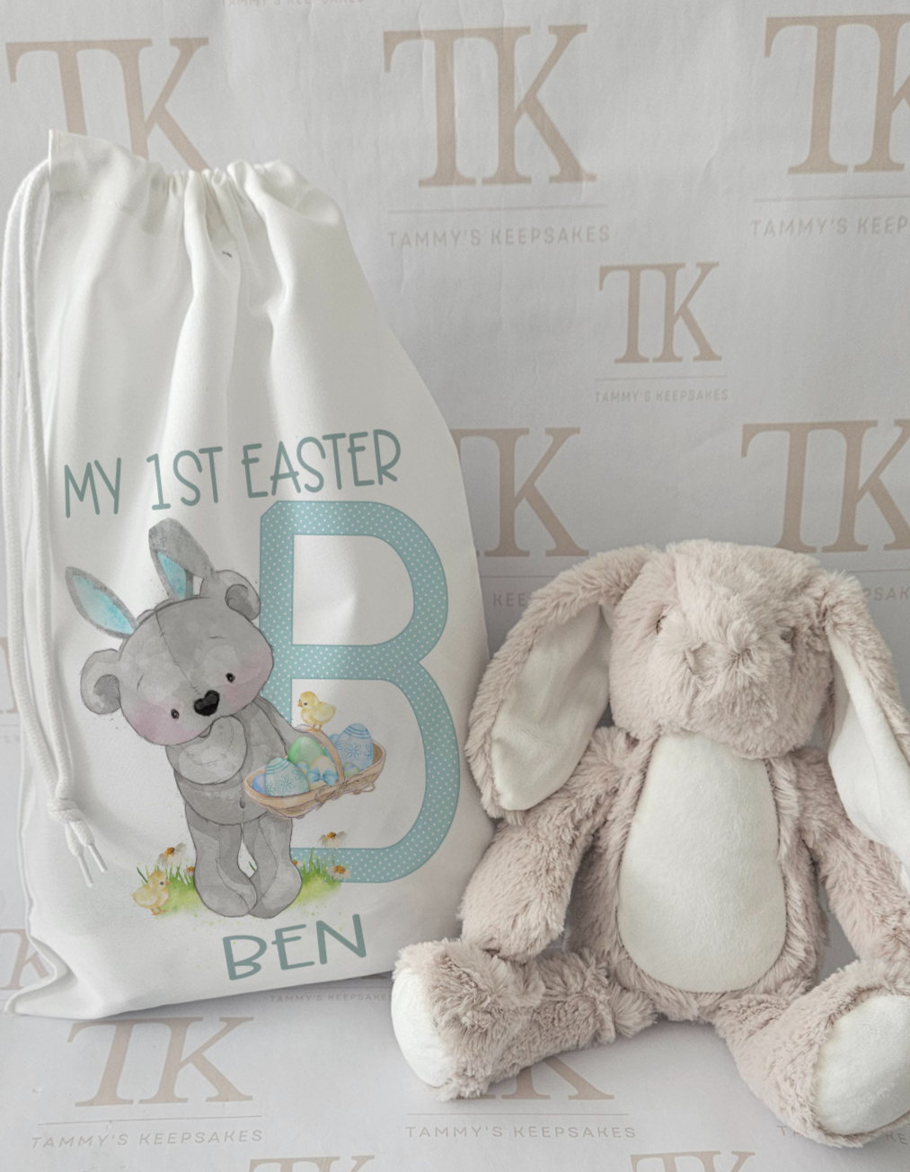 My 1st easter bear drawstring bag
