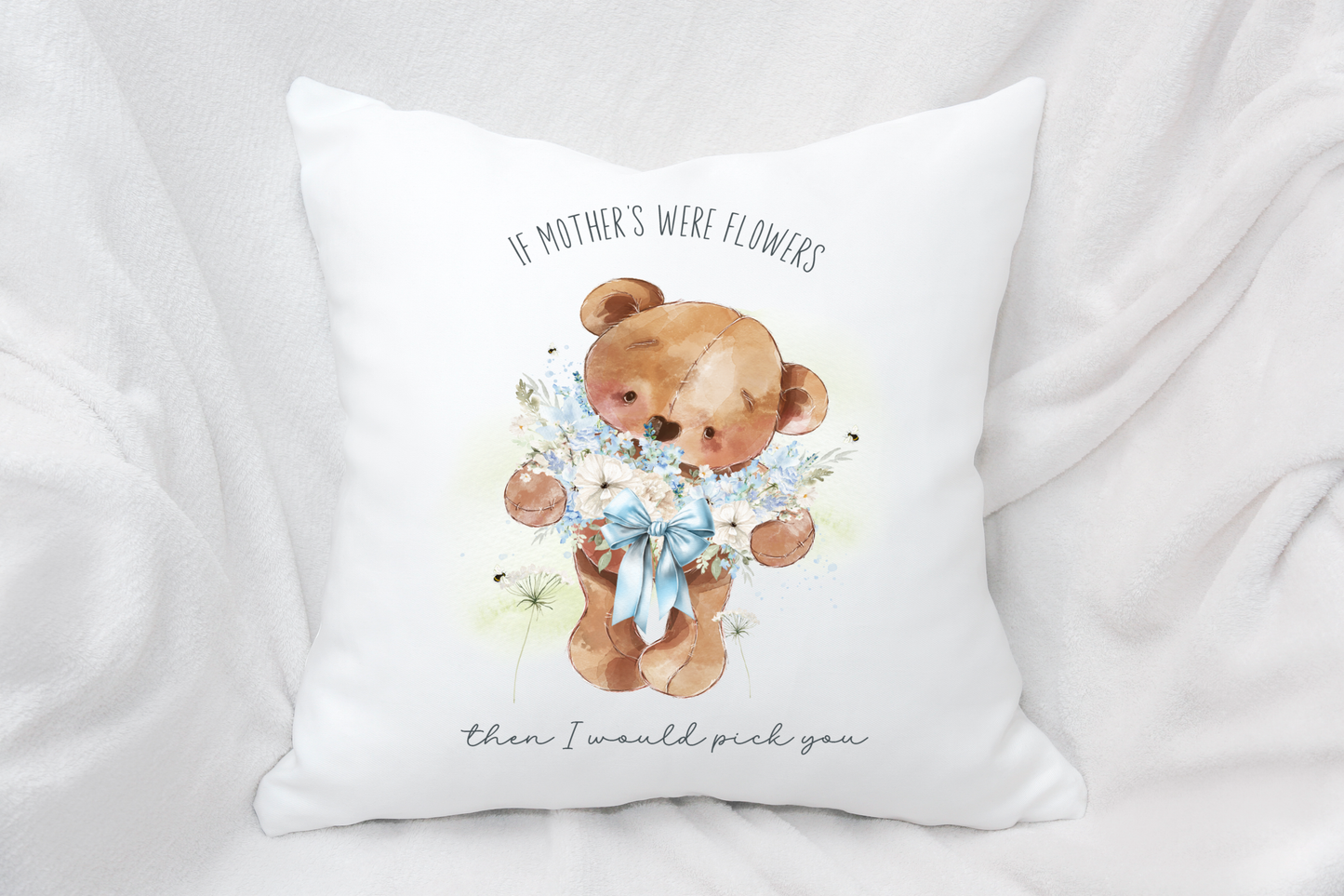 Blue Flower bear cushion