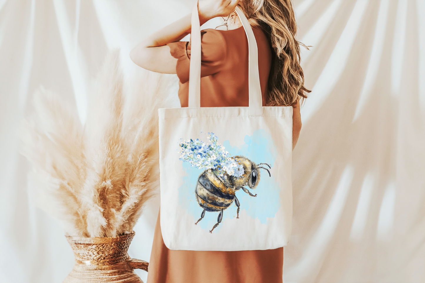 Boho bee tote bag