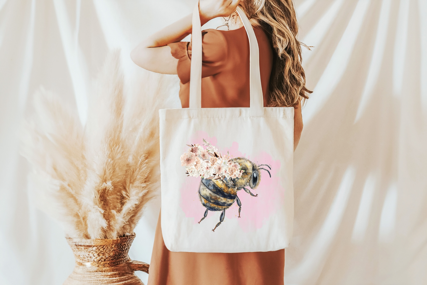 Boho bee tote bag