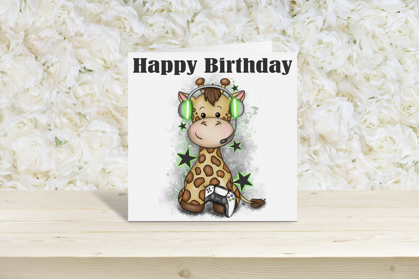 Gamer Giraffe birthday card