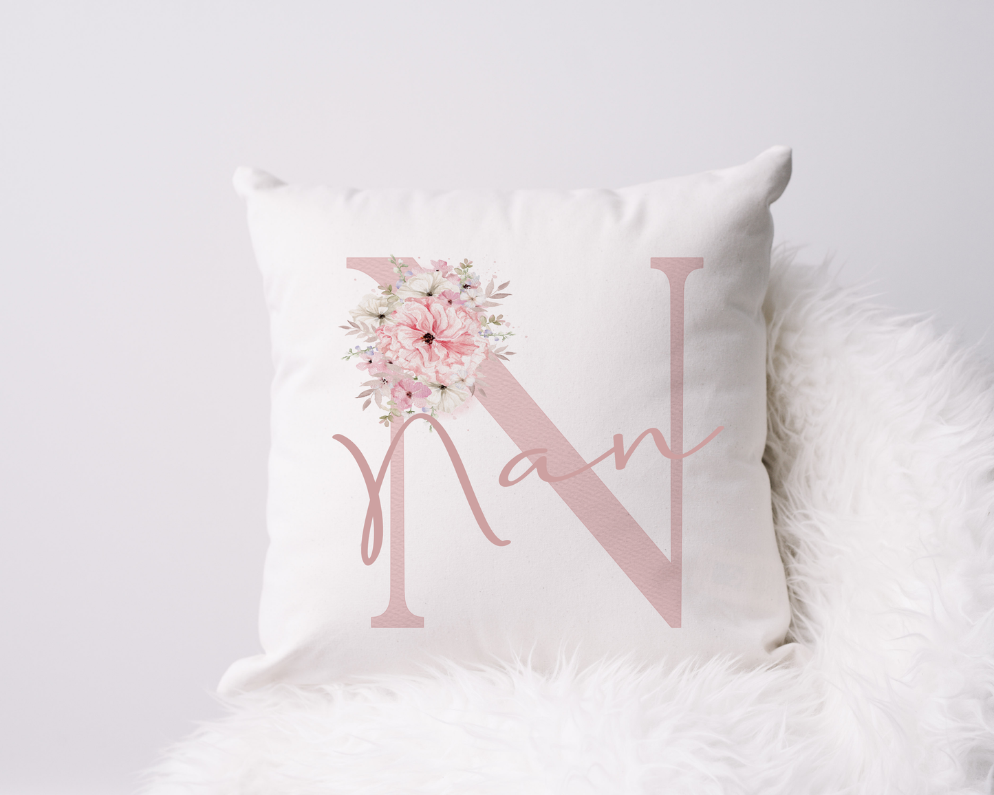 Nan pink alphabet cushion
