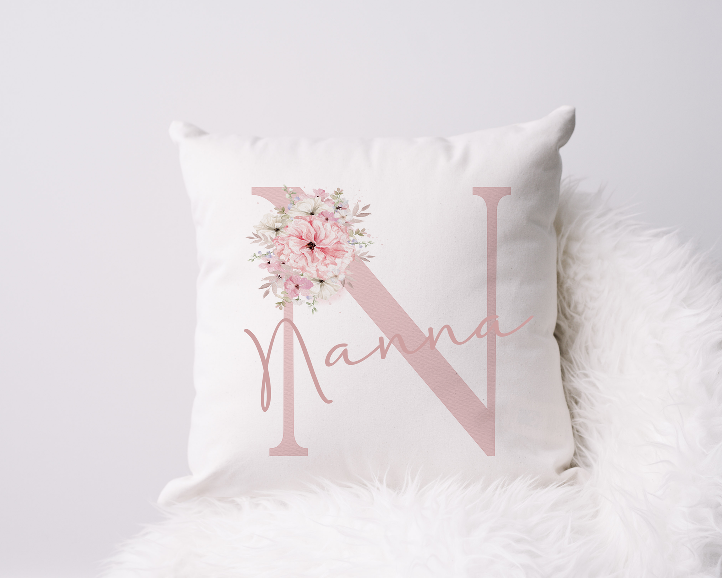 Nan pink alphabet cushion