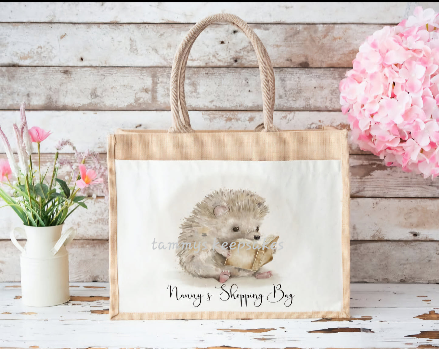 Reading hedgehog shopping bag