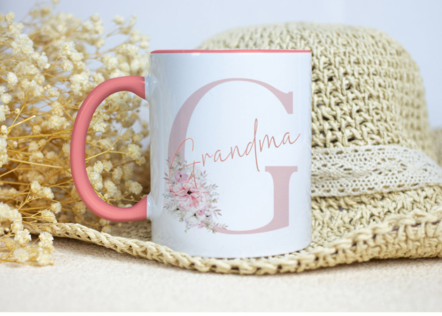 Gran pink handled mug