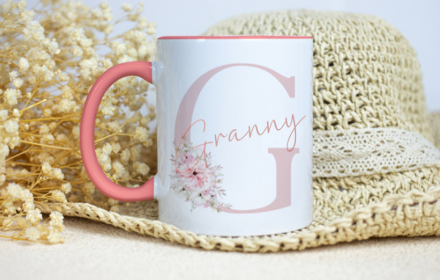 Gran pink handled mug