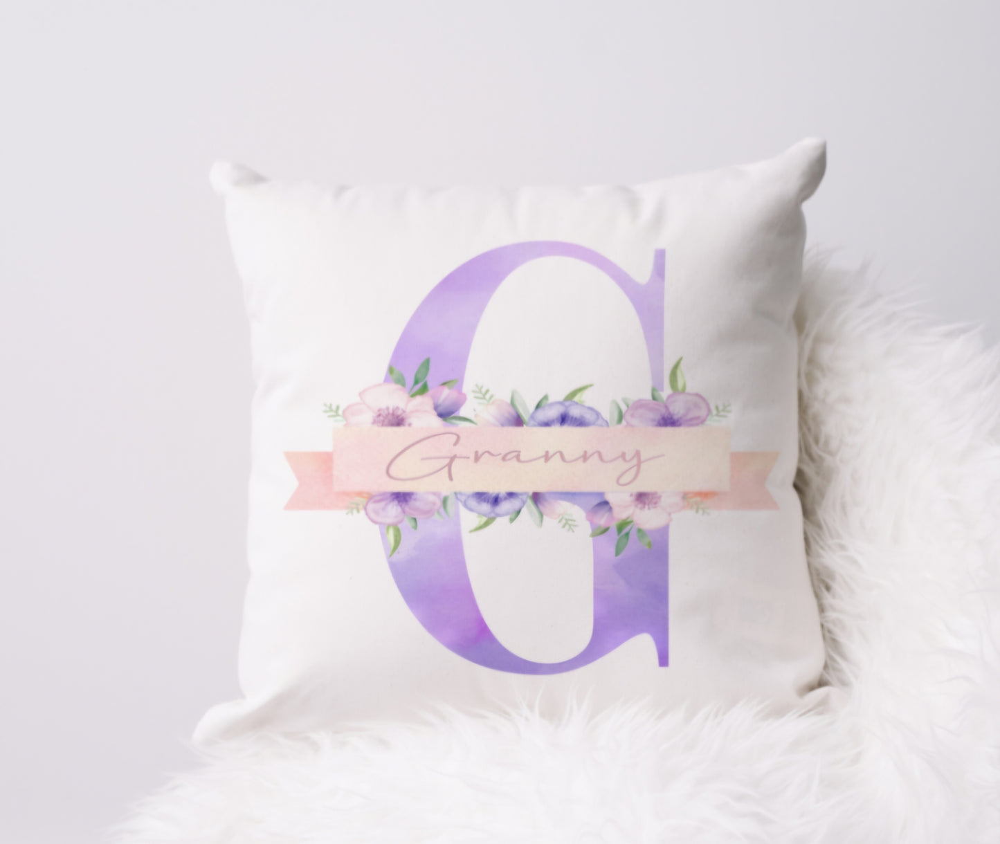 Lilac gran alphabet cushion