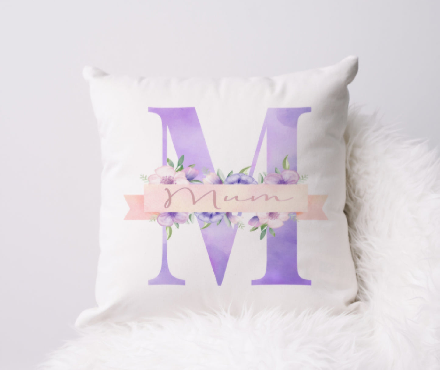 Mum lilac alphabet cushion