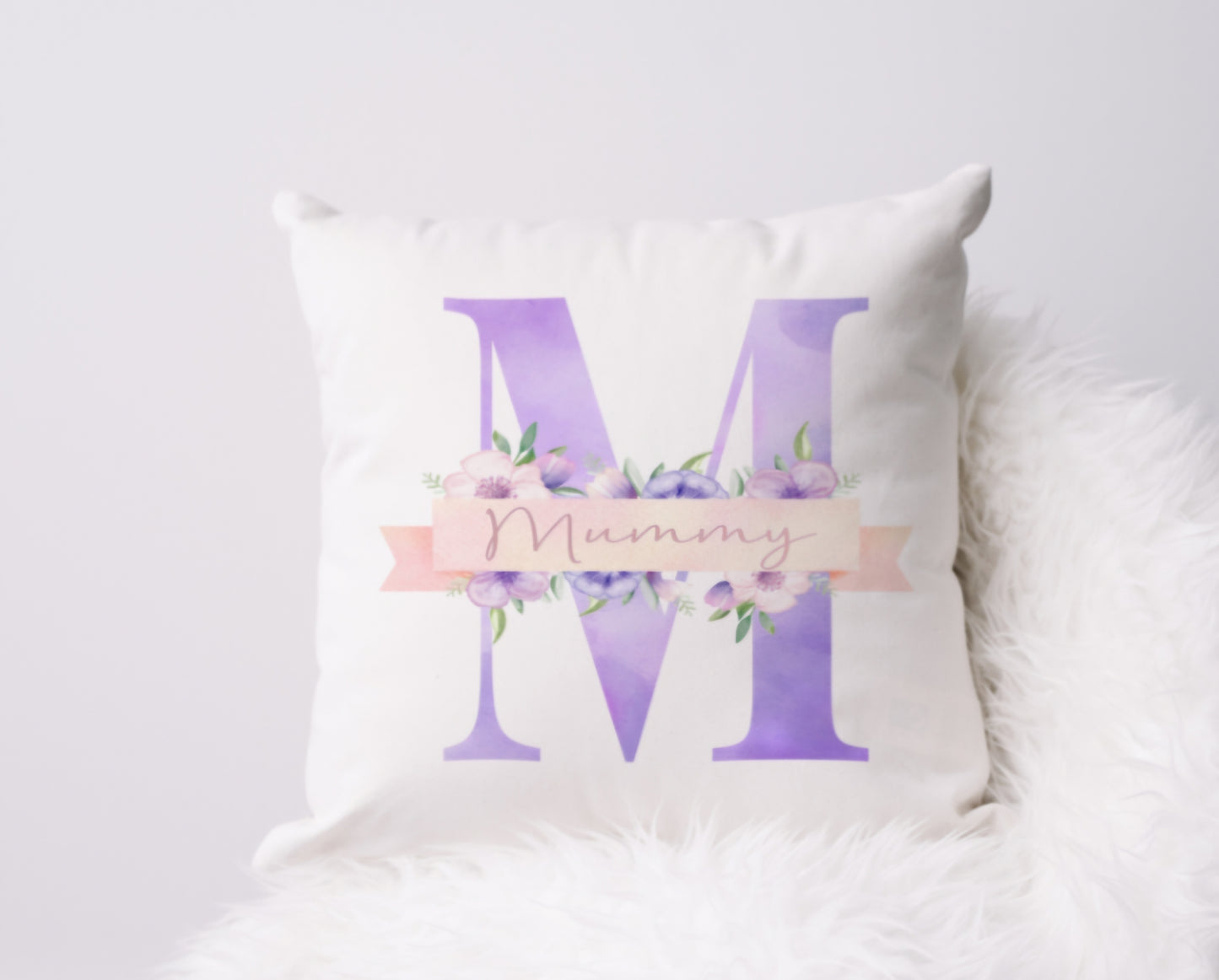 Mum lilac alphabet cushion