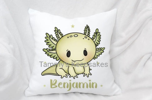 Personalised axolotl cushion