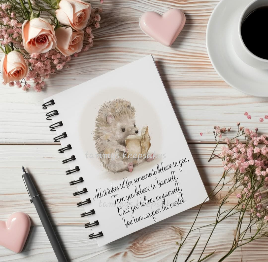 Reading hedgehog notebook