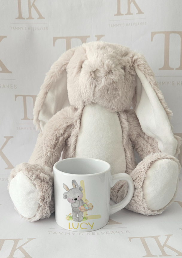 Yellow alphabet bear ceramic mug
