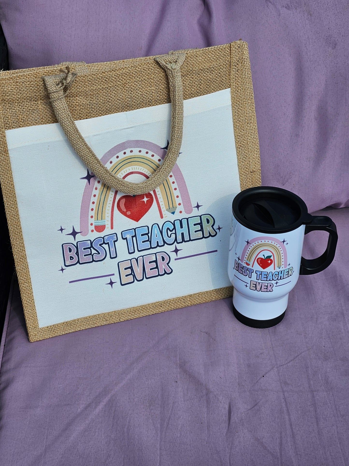 Best teacher ever travel mug and bag set