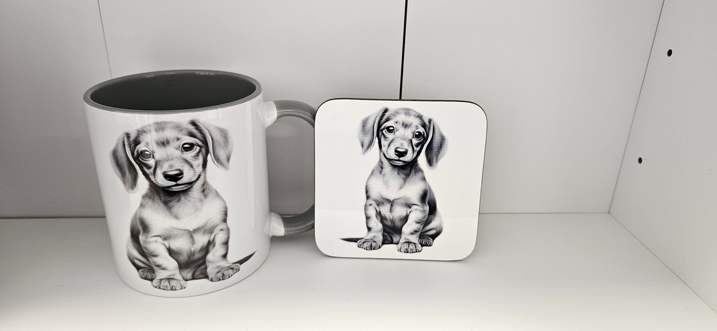 Dachsund mug & coaster