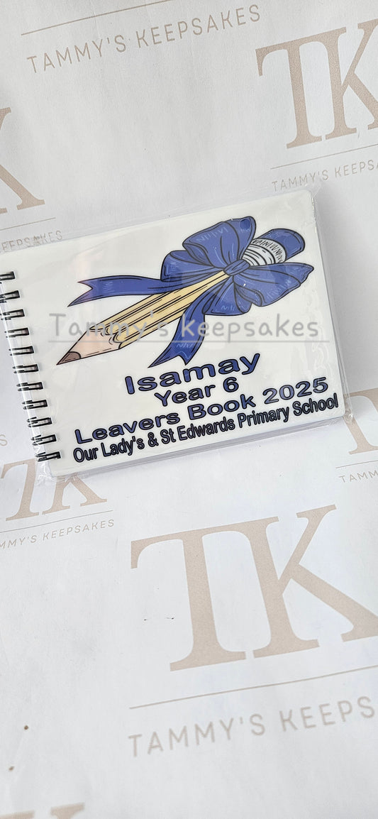Bow pencil personalised leavers book