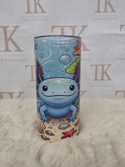 Blue axolotl 15oz tumbler