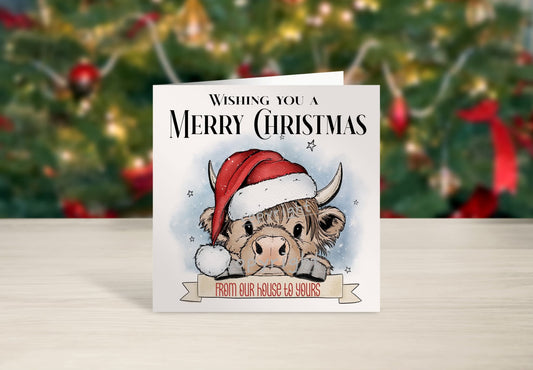 Highland cow Christmas card