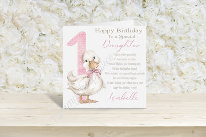 Cute Goose First Birthday card