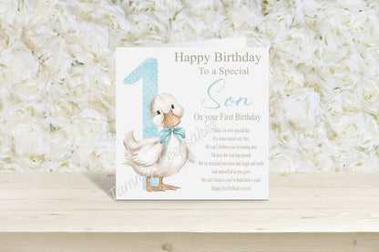Cute Goose First Birthday card
