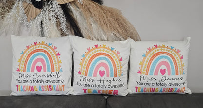 Personalised teacher Rainbow poem cushions