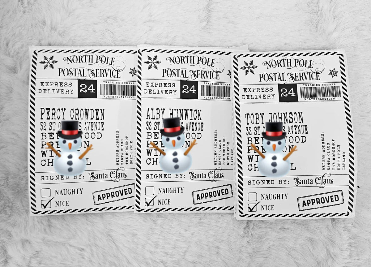 Personalised santa christmas postage gift labels