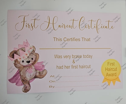 First hair cut certificate